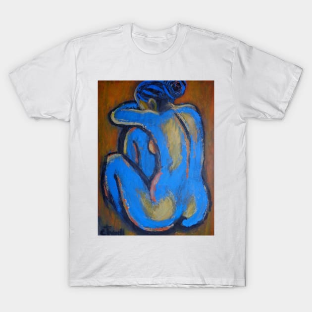 Blue Back 1 - Female Nude T-Shirt by CarmenT